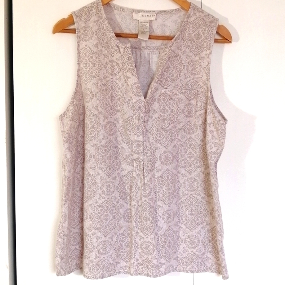 Kenar Linen Blend Sleeveless Top